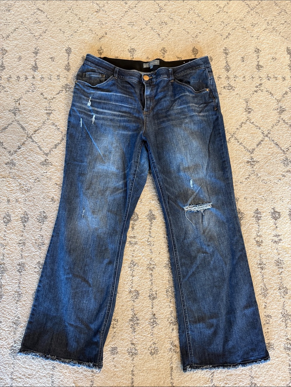 Wit & Wisdom Distressed Dark Blue Flare Jeans